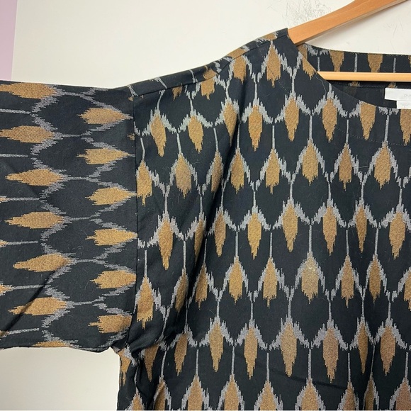 J. Jill Pure Jill Ikat Print Cotton Relaxed 3/4 Wide Sleeve Top Fall Lagenlook - Picture 4 of 11